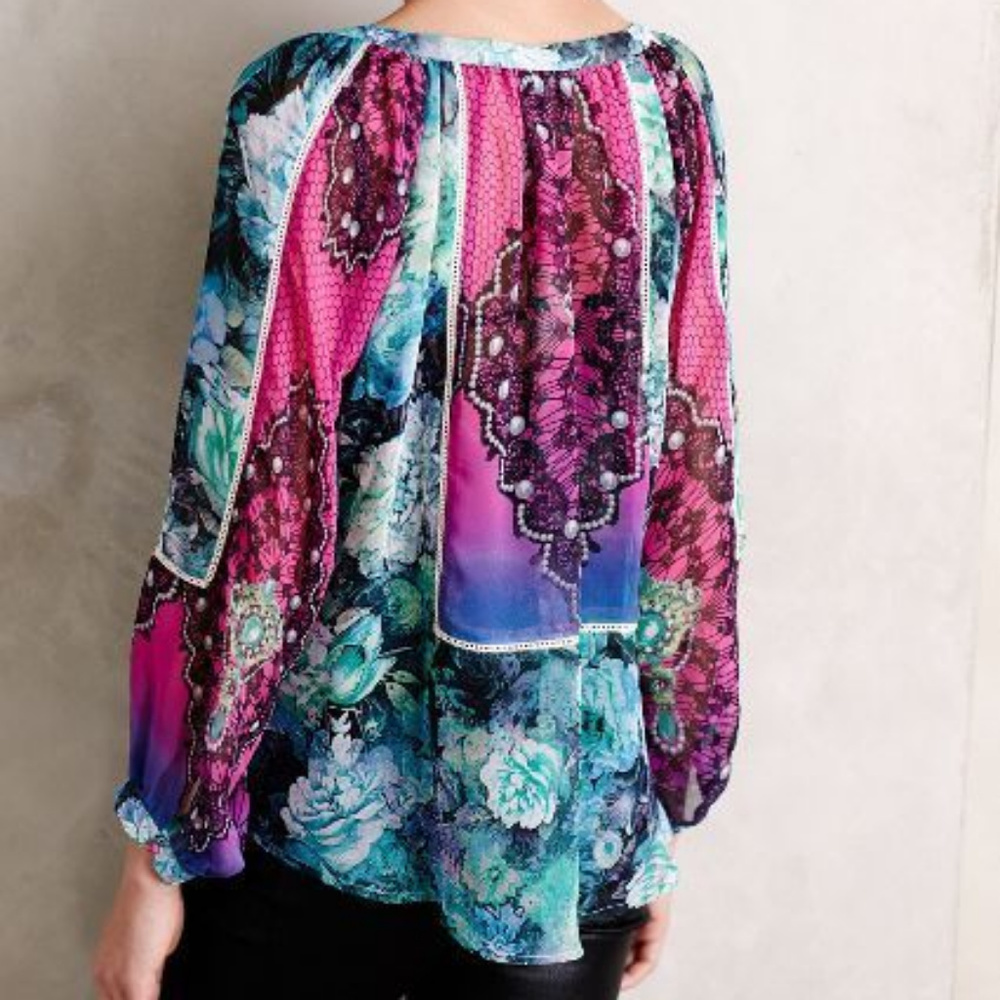 ANTHROPOLOGIE Femina Peasant Blouse XS/S P NWT TOP - Picture 4 of 7